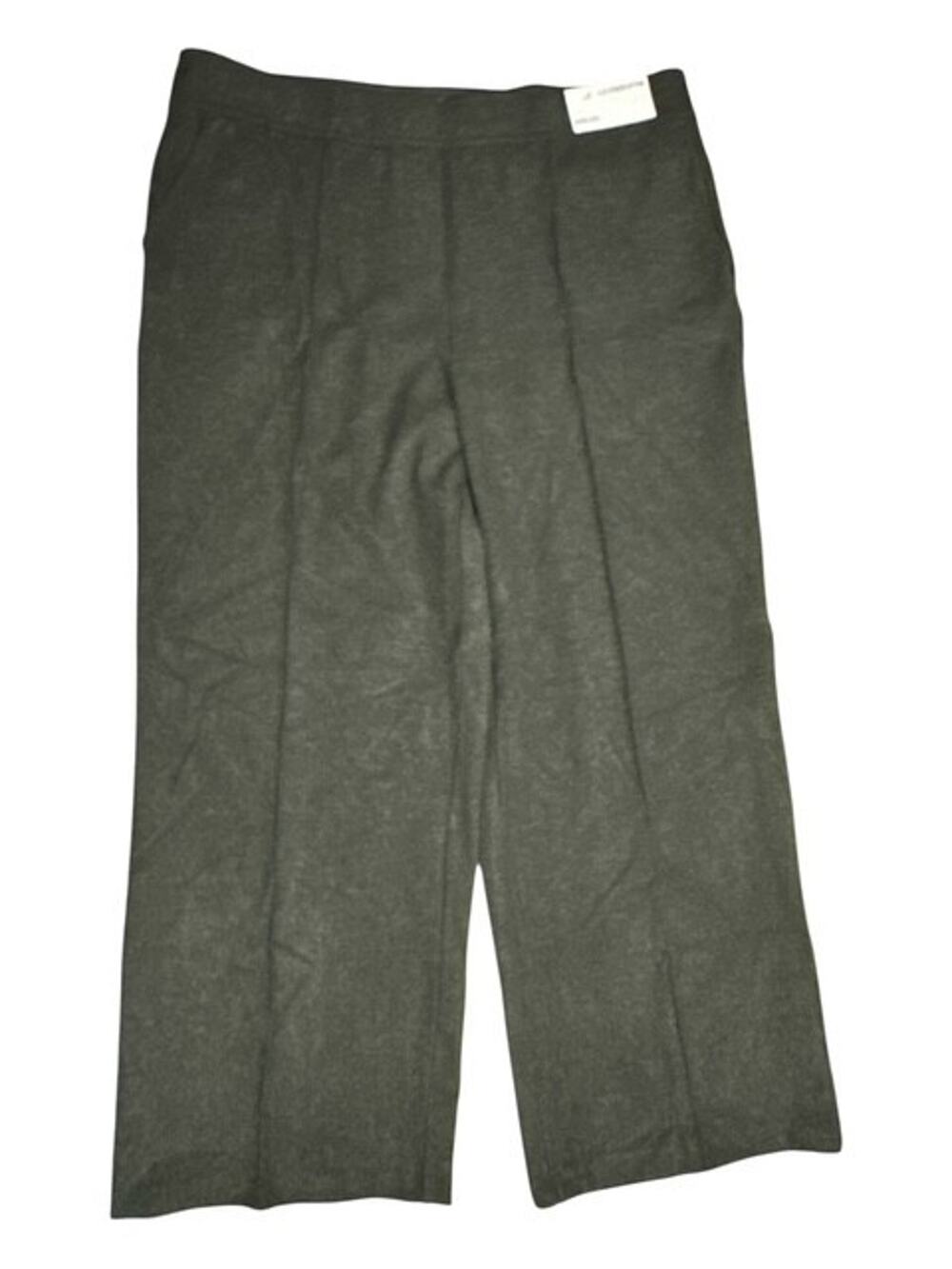 Liz Claiborne Pants Plus 1X Heather Gray Wide Leg Easy Knit Rayon Nylon Straight